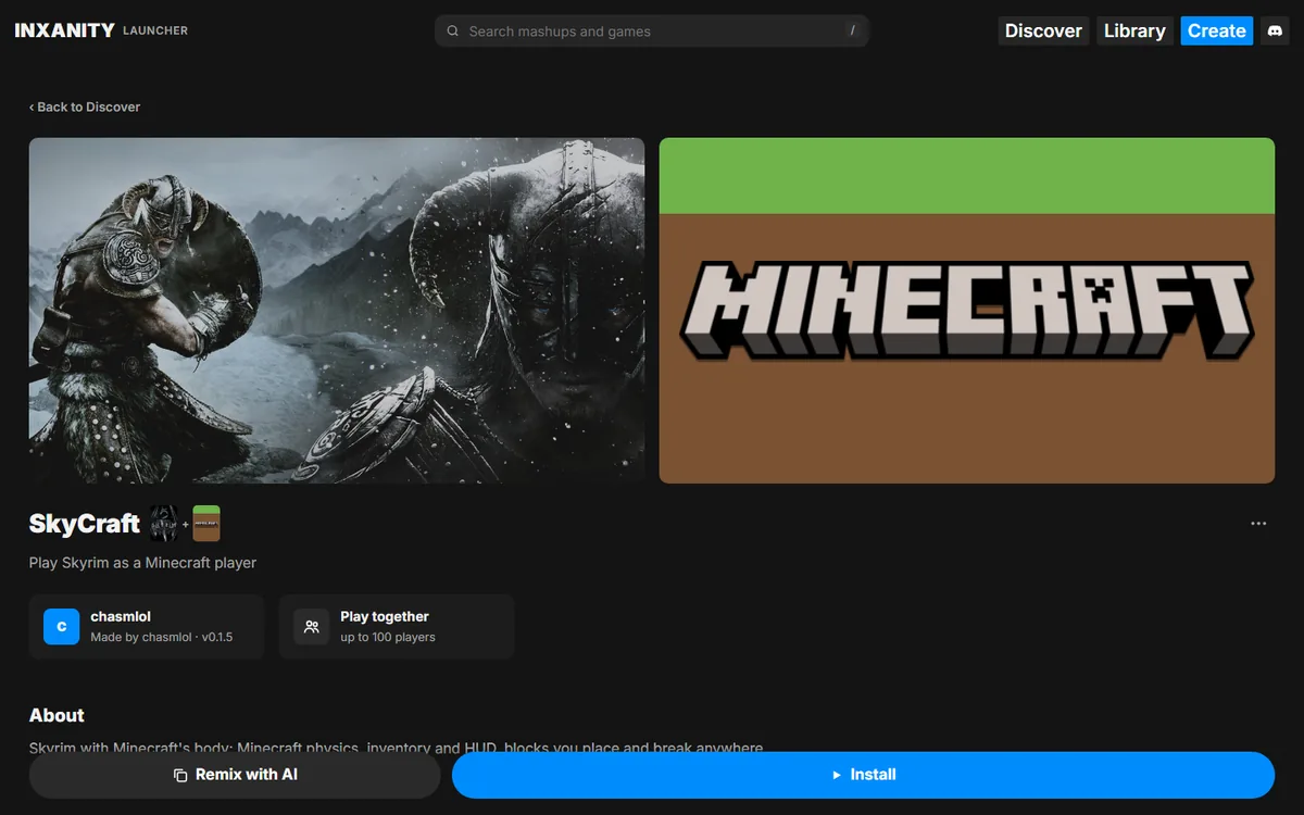 SkyCraft in INXANITY Launcher